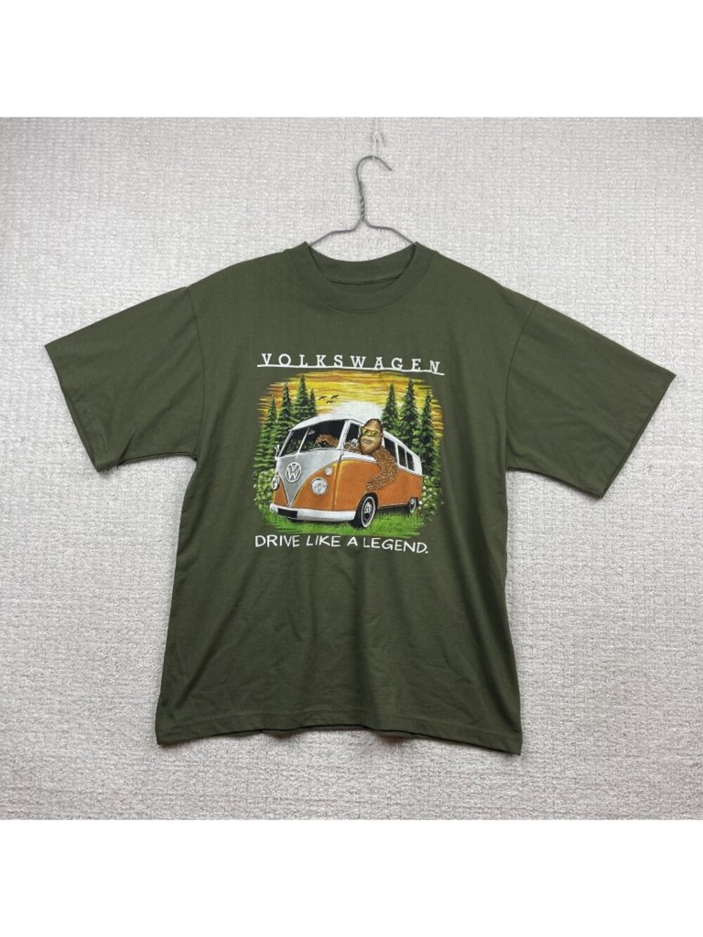 New Volkswagen VW Westfalia Van Bigfoot Sasquatch Moss Green T-Shirt Men’s Sz S